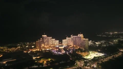 Night View Of Cable Beach. NASSAU, NEW PROVIDENCE, BAHAMAS. MAY 27TH 2025 Stock Footage 316561910