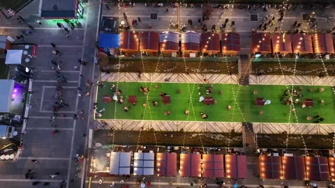 Night view of the capital of Bulgaria Sofia. Ferris wheel and an amusement park Stock Footage 301204115