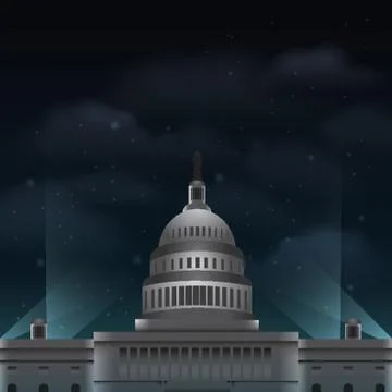 Night View Of Capitol Building Stock Illustration