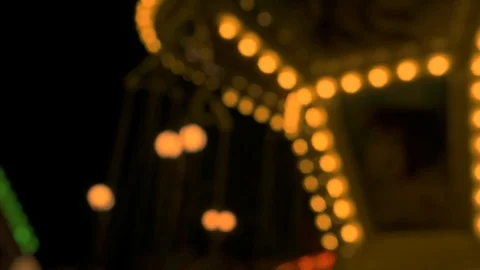 Night view of the carousel in an amusement park. Stock Footage 115984448