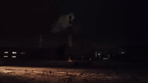 Night view of chimney with smoke Video stock 221729227
