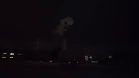 Night view of chimney with smoke Stock Footage 221730379