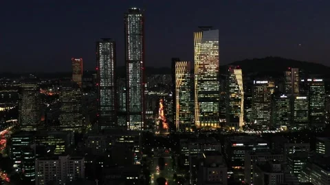 The night view of the city center Stock Footage 135622980