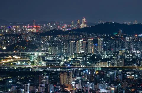 The night view of the city Stock Photos