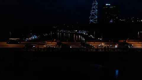 Night view of the city - Tbilisi Stock Footage 129106875