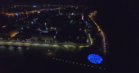 Night view of the city of Zadar, Croatia Stock Footage 59552688