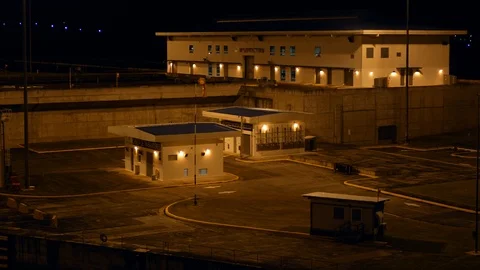 Night view of  Cocoli locks buildings Stock-Footage 121461607