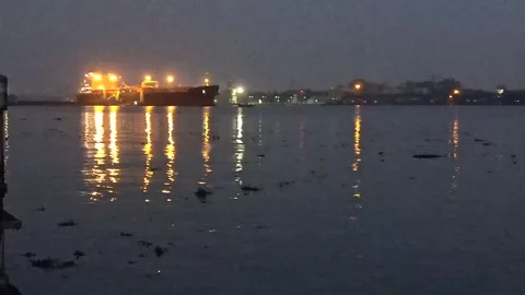 Night view of costal Stock Footage 145600551