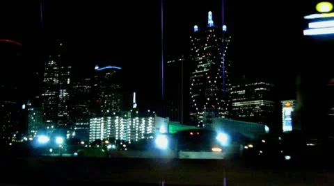 Night View of Dallas Video stock 12556670