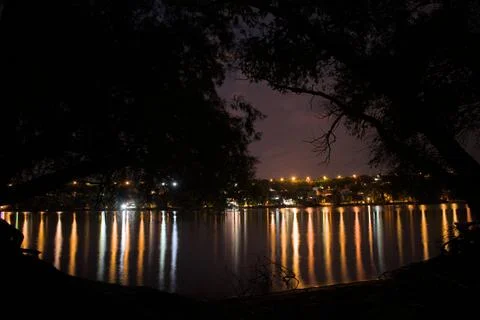 Night view of the Danube river Stock Photos