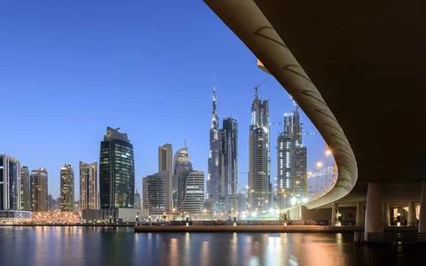 Night View of Dubai Sky Scraper 写真素材
