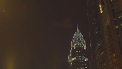 Night view of Dubai skyscrapers Stock Footage 76596506