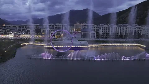 The night view of  Ethnic Unity Square in Bayi District, Nyingchi City, Tibet Stock Footage 306865108