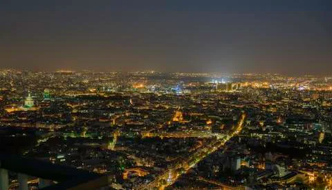 Night view of the famous Eiffel Tower Stock Photos