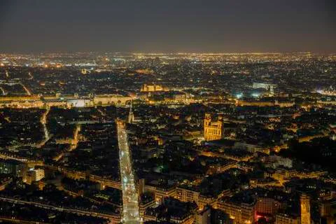 Night view of the famous Eiffel Tower Stock Photos