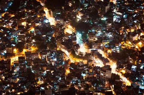 Night View of Favela in Rio de Janeiro 写真素材