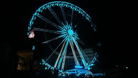 Night view of the Ferris wheel Stock Footage 248253882