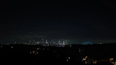 Night view from The Gap of neon Sydney cityscape 6K Stock Footage 296857256
