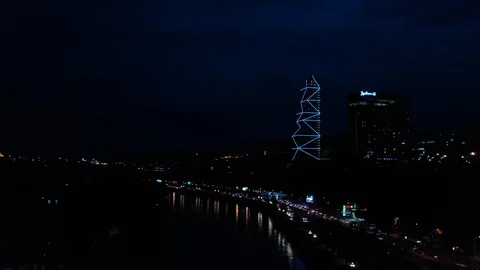 Night view of Georgia - Tbilisi Stock Footage 129106870
