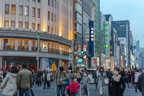 Night view of Ginza District Stock Photos