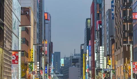 Night view of Ginza District Stock Photos