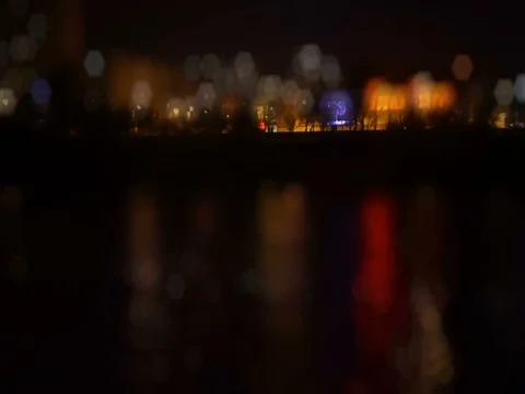 Night view of the glowing waterfront Stock Footage 71868610