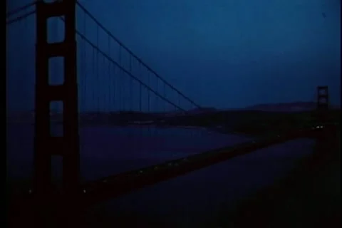 Night view of Golden Gate Bridge, San Francisco, California Stock Footage 11356896