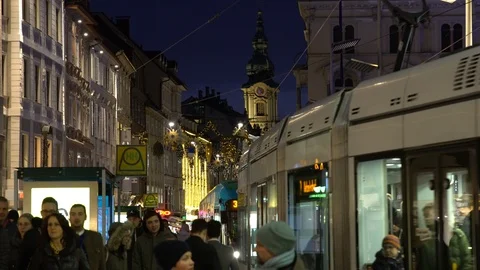 Night view of Graz, Austria Stock Footage 122693522