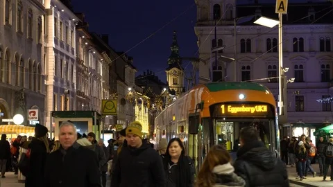 Night view of Graz, Austria Stock Footage 122694427