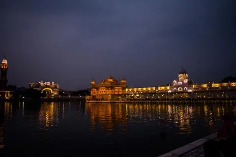 Night View The Harmindar Sahib, also known as Golden Temple Amritsar 스톡 사진