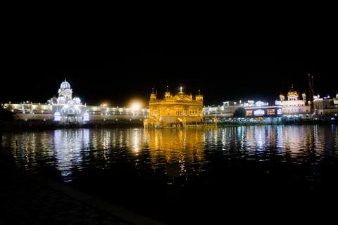 Night View The Harmindar Sahib, also known as Golden Temple Amritsar Foto stock