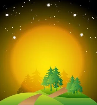 Night view at hill Stock Illustration