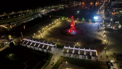 Night view of the historical clock tower, izmir - Turkey Stock-Footage 292918709