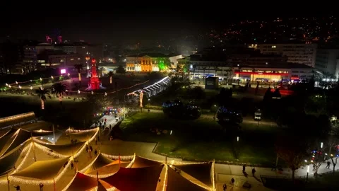 Night view of the historical clock tower, izmir - Turkey Stock Footage 292918845