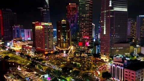 Night view of Ho Chi Minh city Stock Footage 296089220