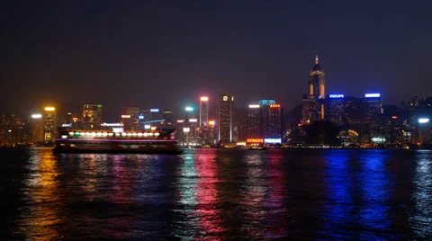 Night view of Hong Kong Stock Footage 34338005