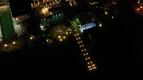 Night view of a house in theme park in district7 Stock Footage 105178483