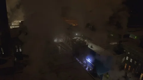 The night view inside the industrial site Stock Footage 116707088