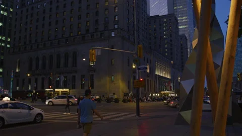 Night view of an intersection in Toronto Video stock 218028107