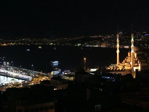 Night view of istanbul 스톡 동영상 73605017