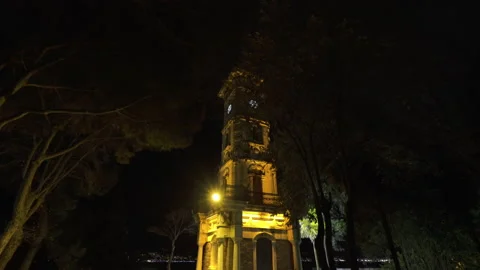Night view of Izmit Clock Tower at Kocaeli in Turkey. Stock Footage 144502885