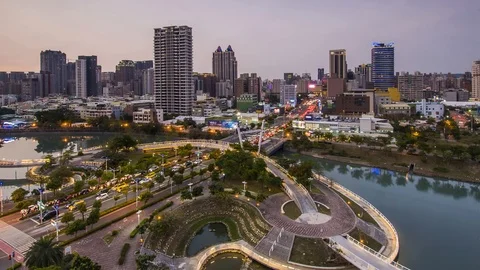 Night view of Kaohsiung  Stockbeeldmateriaal 91041929