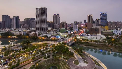 Night view of Kaohsiung  Stockbeeldmateriaal 91042587