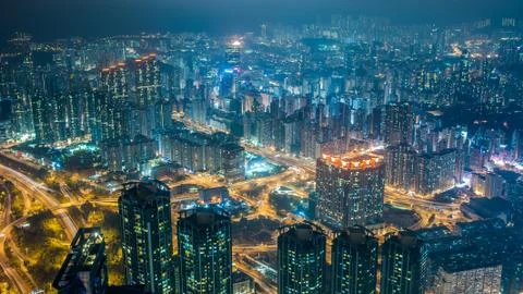 Night View of Kowloon Stock Photos