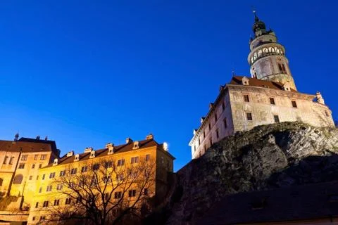 Night view of the krumlov castle,cesky krumlov. Stock Photos