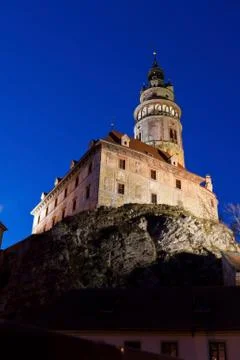 Night view of the krumlov castle,cesky krumlov. Stock Photos