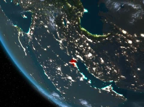 Night view of Kuwait on Earth Stock Illustration