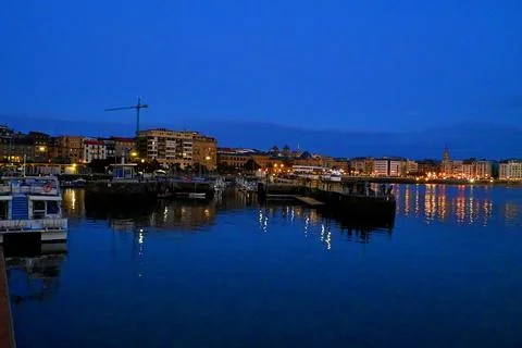Night view of La Concha Beach, San Sebastian Stock Photos