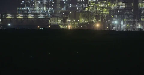 Night view of a large refinery Stock Footage 74267035