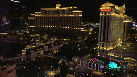 Night view of Las Vegas Strip from Hotel Room Stock Footage
